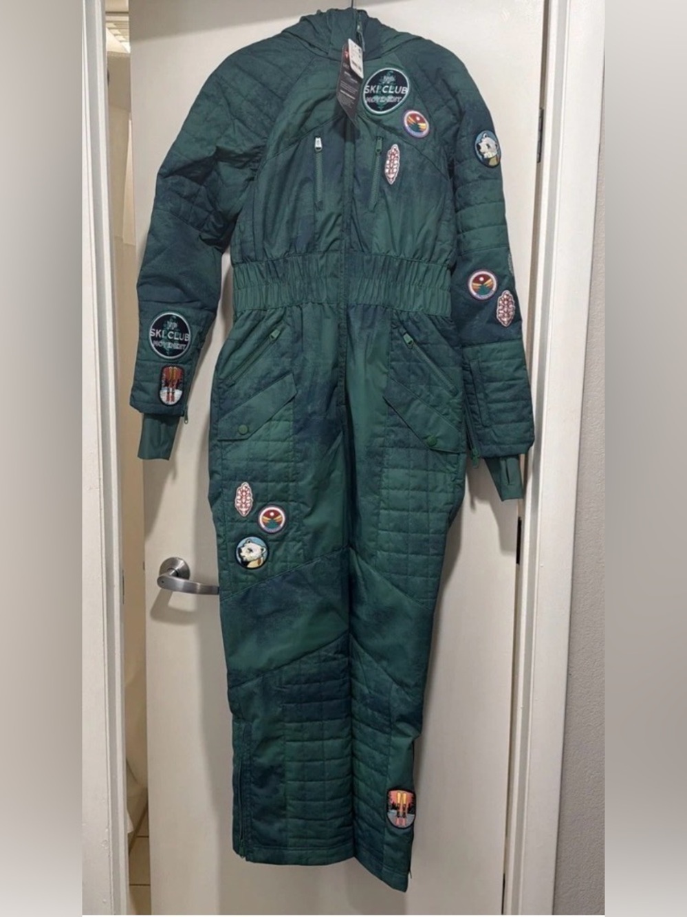 Free People Ski Suit Green All Prepped Patch One piece Medium NWT - Picture 2 of 10